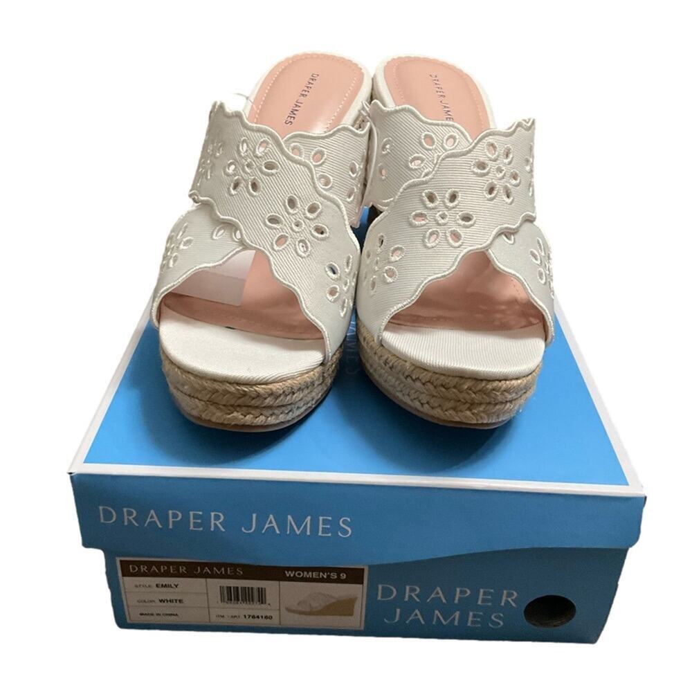 Draper James Women's Sandal White Eyelet Fabric Wedge Heel Size 9 NEW NIB - Picture 4 of 12